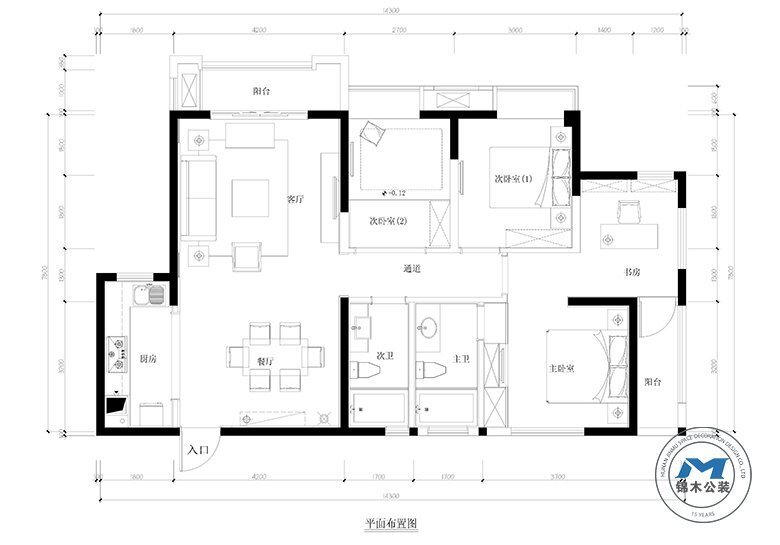 簡約風樣板房裝修設計效果B戶型平面圖